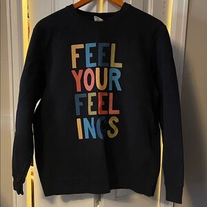 Black Sweatshirt with Colorful Text